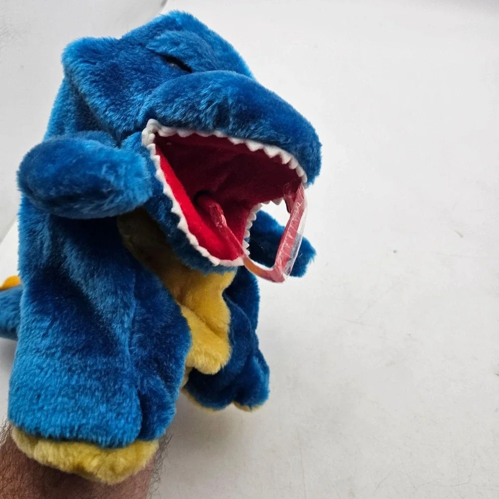 Blue Tyrannosaurus Rex Dinosaur Hand Puppet Plush Stuffed Animal Toy Small Cute